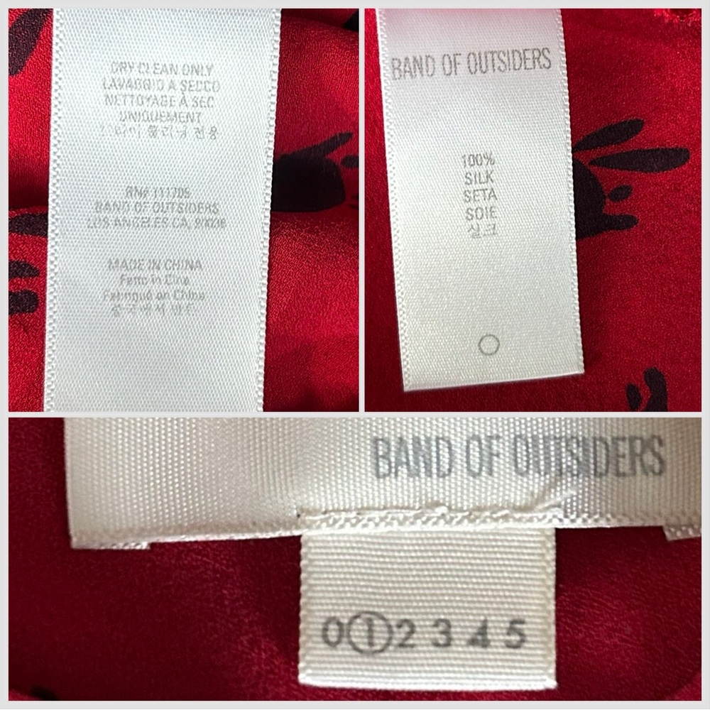Band Of Outsiders Red Black Silk Bunny Rabbit Print Shirtdress Sz S - Picture 14 of 16